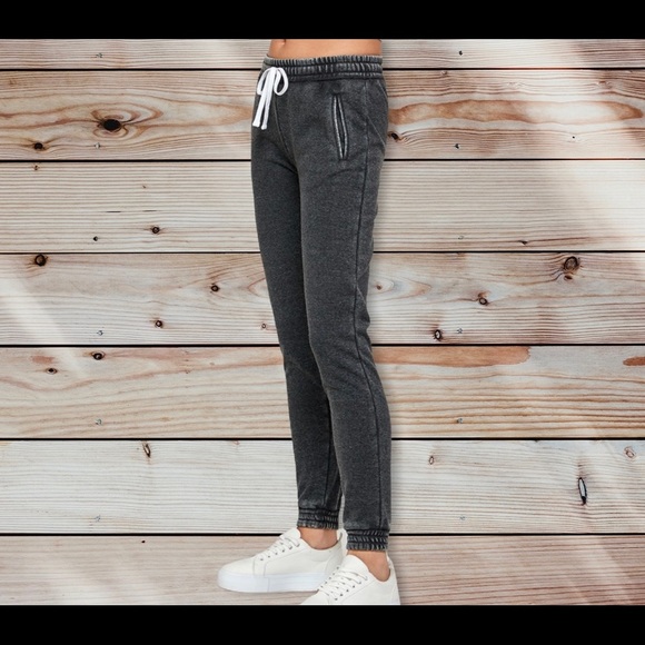 NWT Reflex Fleece Lined Charcoal Gray Burnout Joggers Lounge Pants - Warm & Cozy - Picture 2 of 2